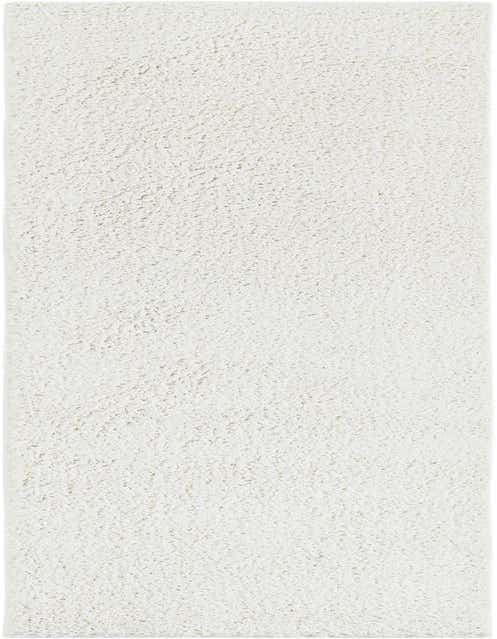 A soft white shag runner rug with a textured pile, perfect for adding comfort to a hallway.