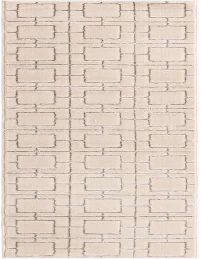 A 10 ft runner rug from the Marilyn Monroe Glam Trellis collection, featuring a modern gray trellis pattern on a textured white background, perfect for a hallway.