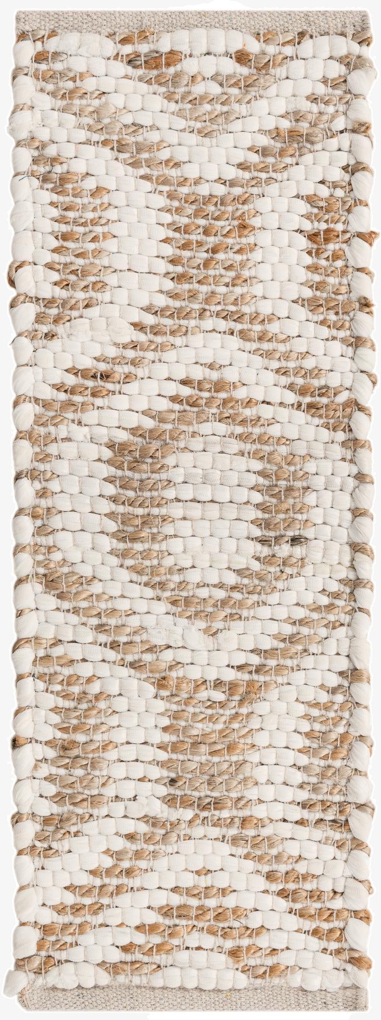  0' 9 x 2' 6  Hand Woven Chindi Jute Stair Rug