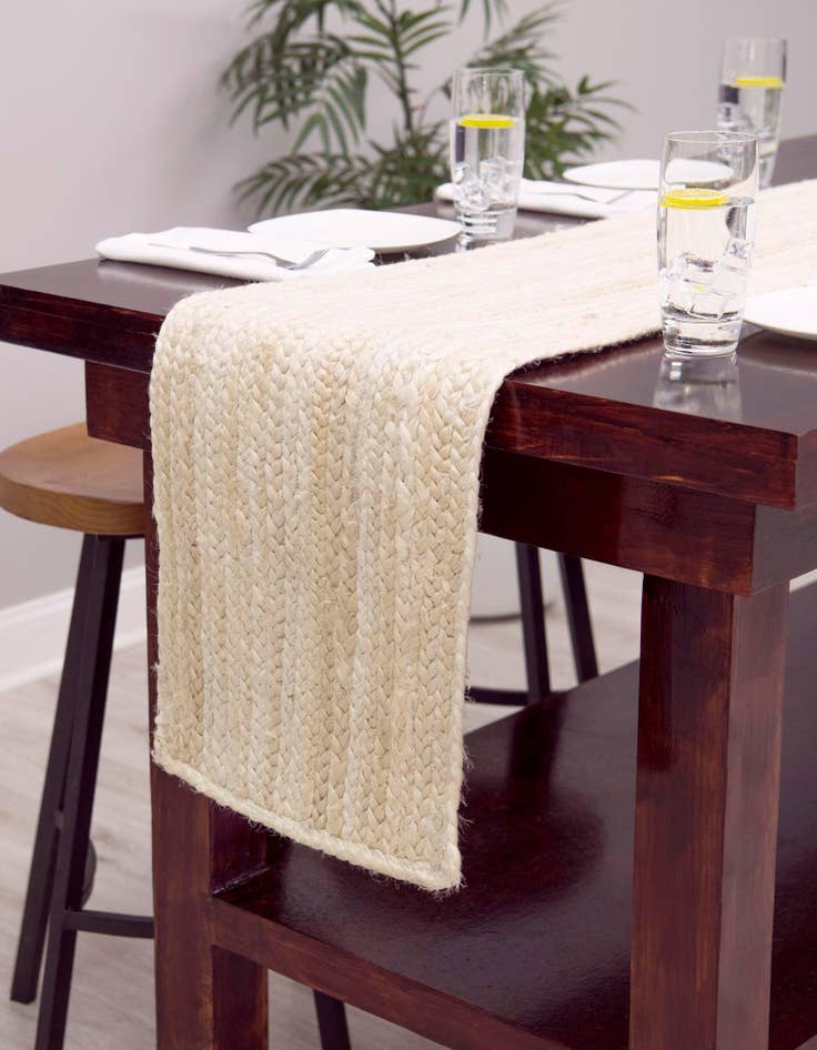 Detail image of  1' 2 x 10'  Hand Braided Jute Table Runner Rug