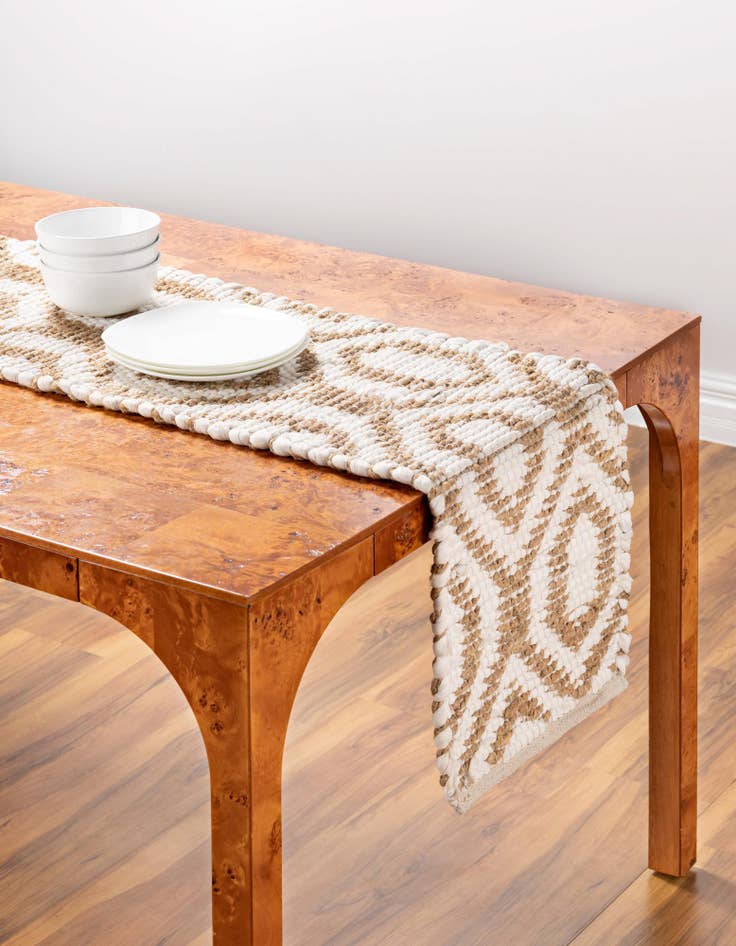 Detail image of  1' 2 x 10'  Hand Woven Chindi Jute Table Runner Rug