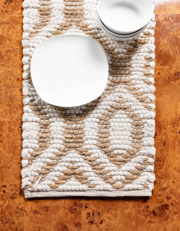 Detail image of  1' 2 x 10'  Hand Woven Chindi Jute Table Runner Rug