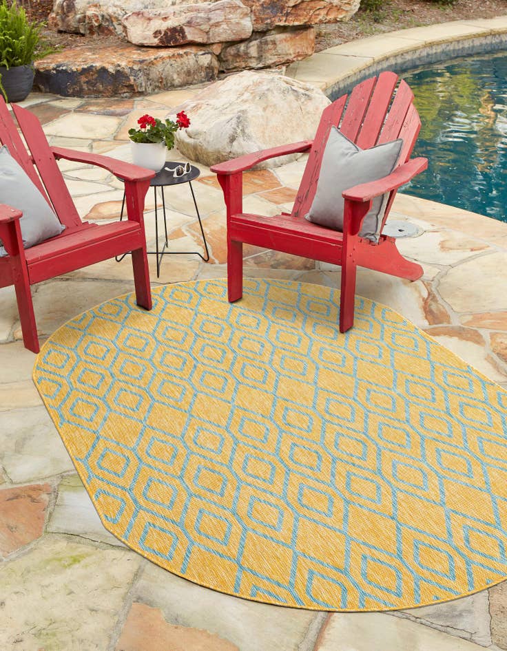 Detail image of  7' 10 x 10'  Washable Jill Zarin Turks and Caicos Indoor / Outdoor Oval Rug