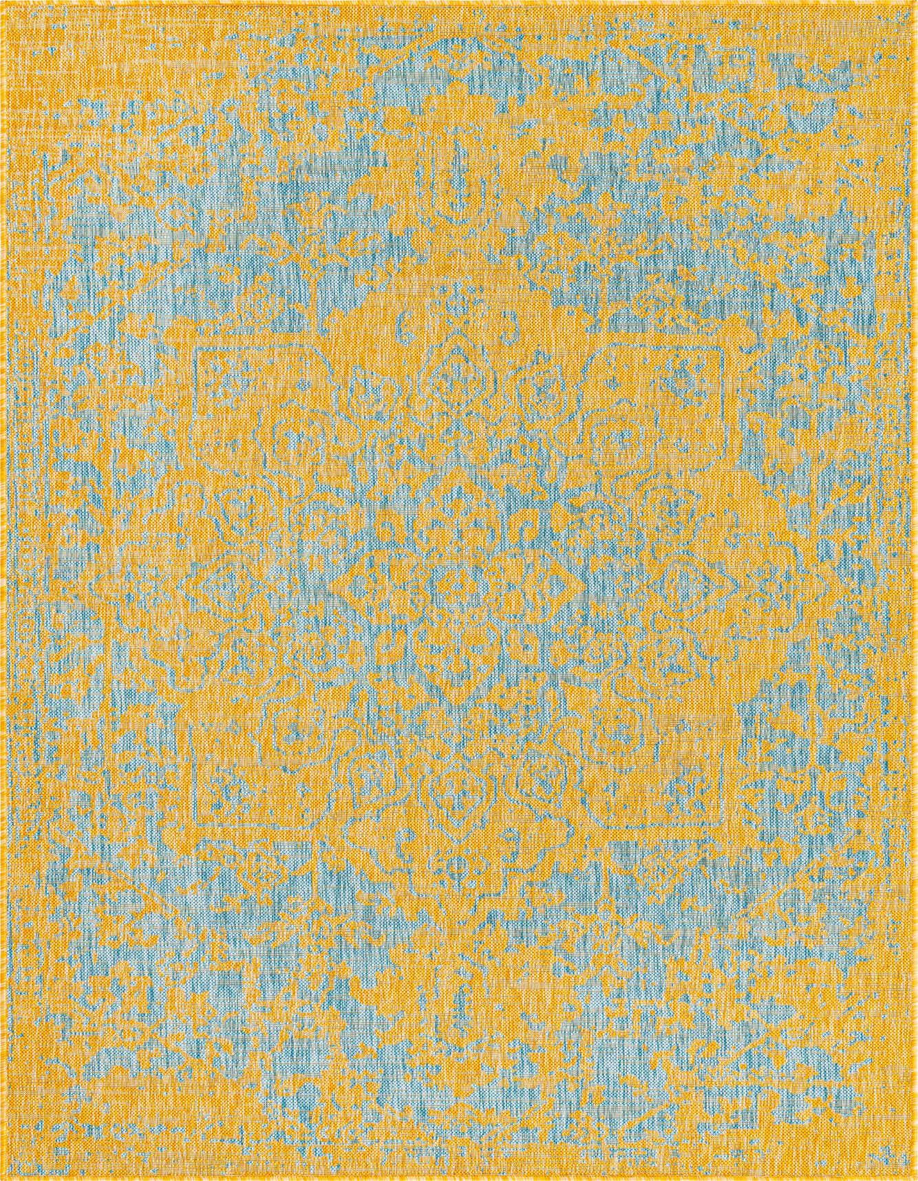 Primary image  Custom Yellow and Aqua  Washable Jill Zarin Indoor / Outdoor Rug