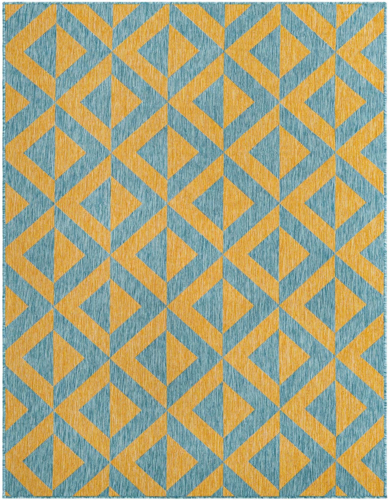 Primary image  Custom Yellow and Aqua  Washable Jill Zarin Indoor / Outdoor Rug