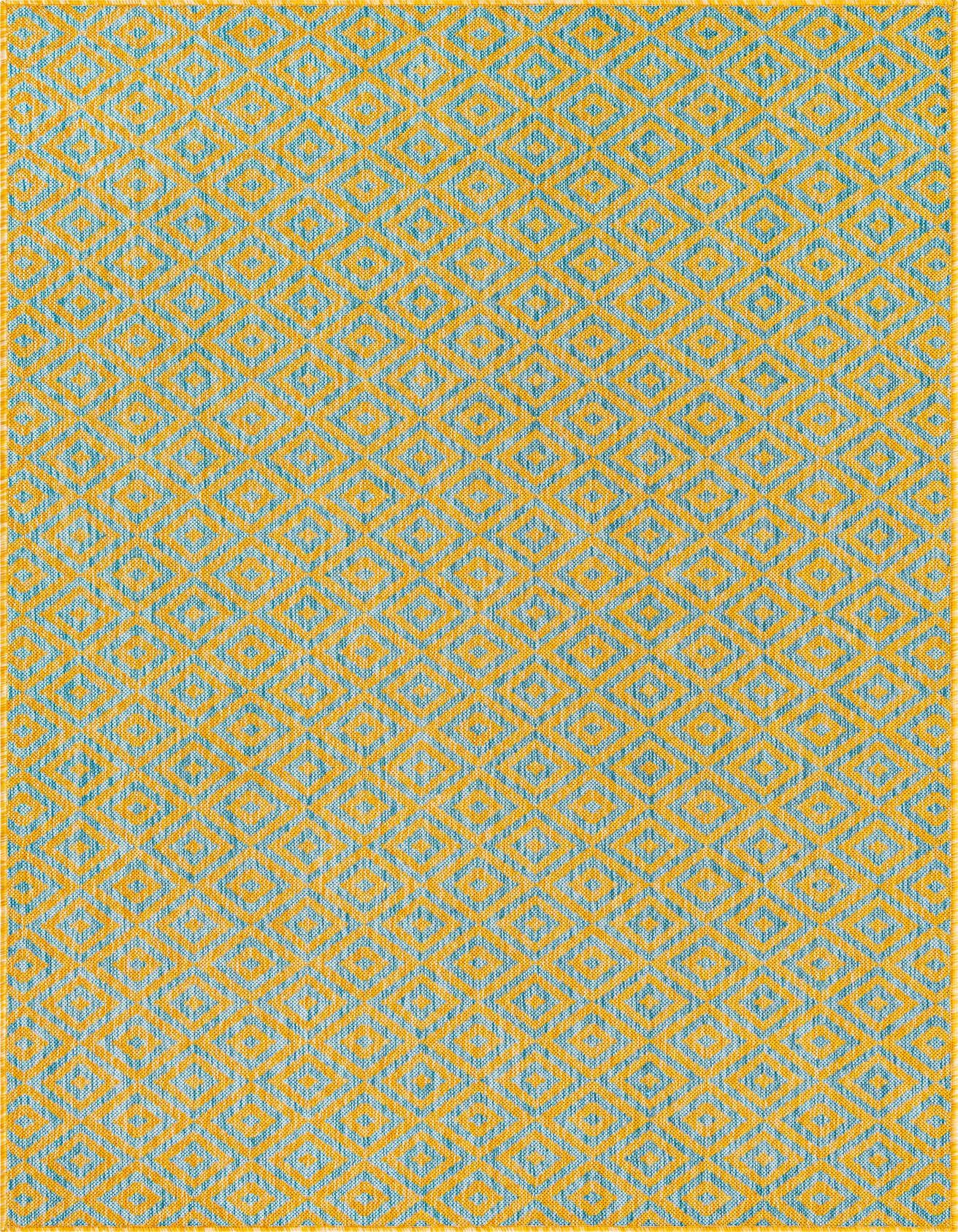 Primary image  Custom Yellow and Aqua  Washable Jill Zarin Indoor / Outdoor Rug