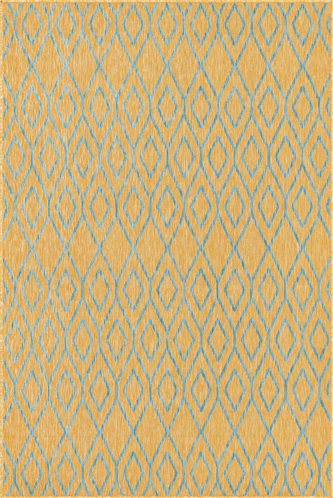  Custom Yellow and Aqua  Washable Jill Zarin Indoor / Outdoor Rug