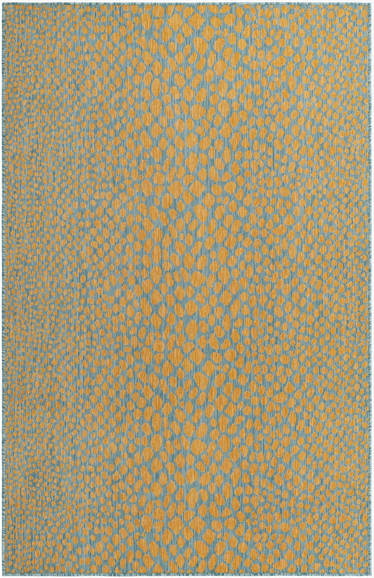  Custom Yellow and Aqua  Washable Jill Zarin Indoor / Outdoor Rug