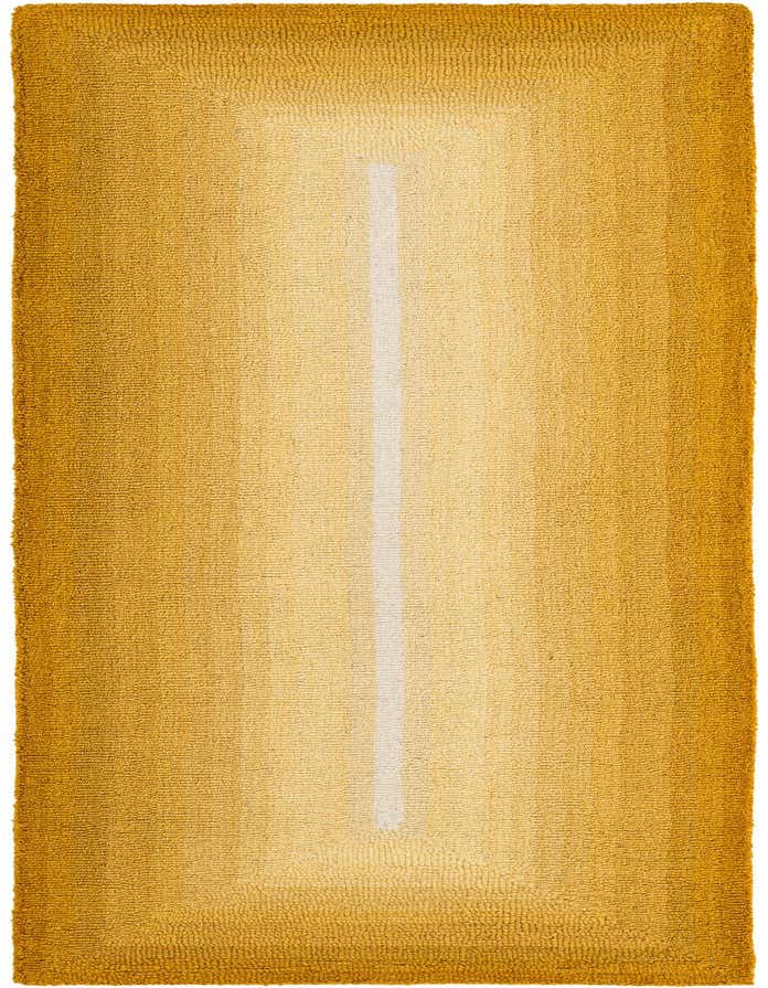 A 6 ft runner rug in shades of yellow and gold, featuring a modern ombre design with a lighter central stripe, perfect for a hallway.
