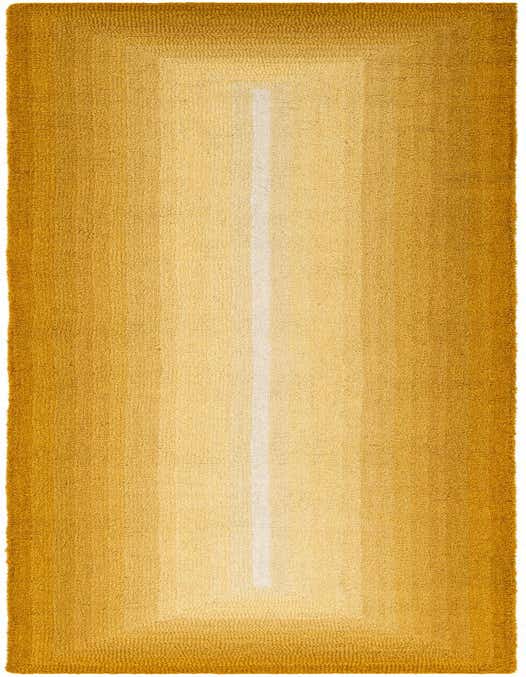 A long 8 ft runner rug featuring a modern ombre design in shades of yellow and gold, perfect for a hallway.