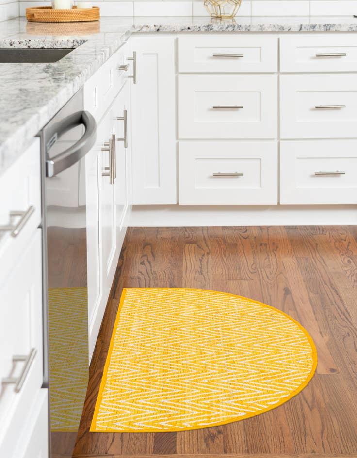 Detail image of  2' 2 x 3' 7  Hand Woven Chindi Chevron Hearth Rug