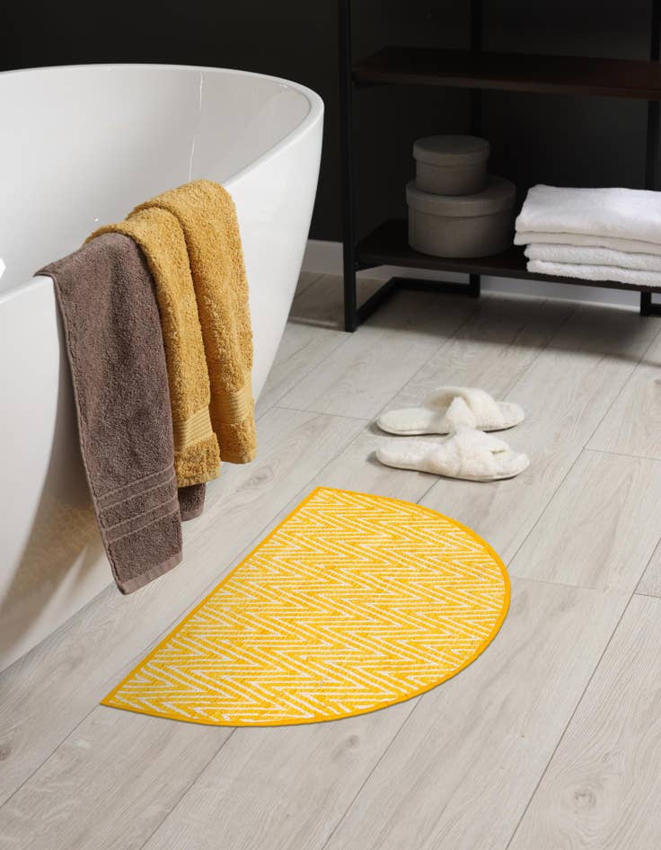 Detail image of  2' 2 x 3' 7  Hand Woven Chindi Chevron Hearth Rug