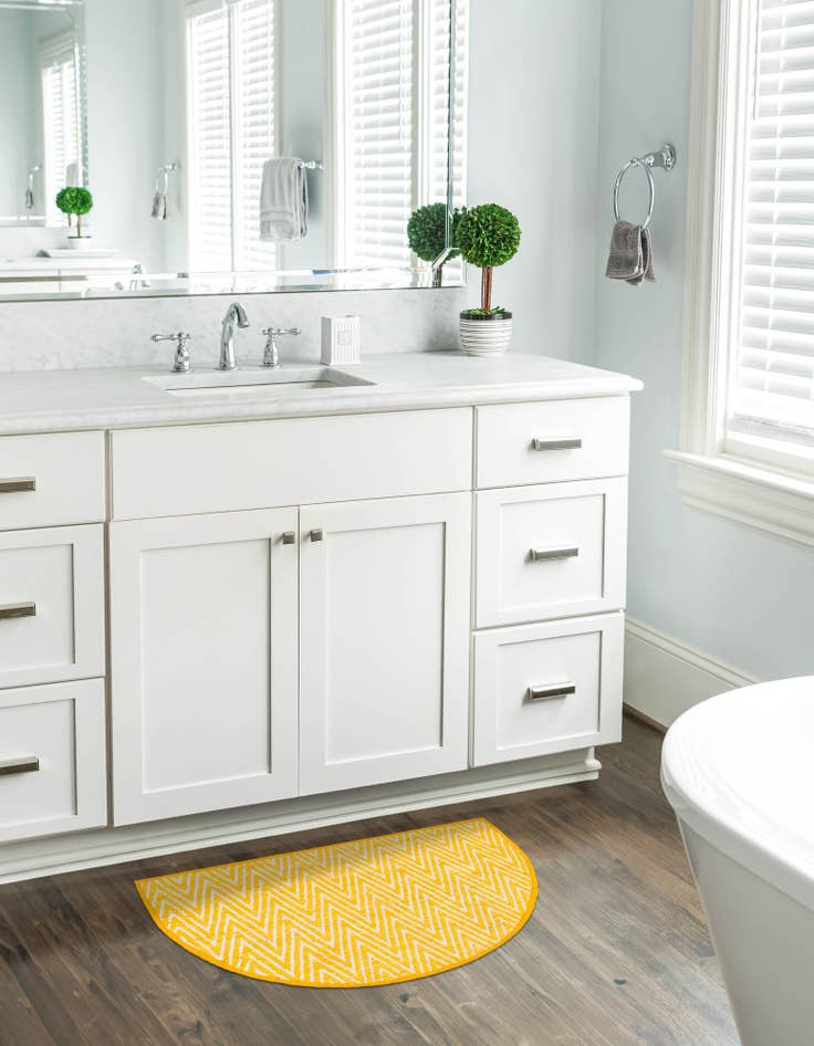 Detail image of  2' 2 x 3' 7  Hand Woven Chindi Chevron Hearth Rug