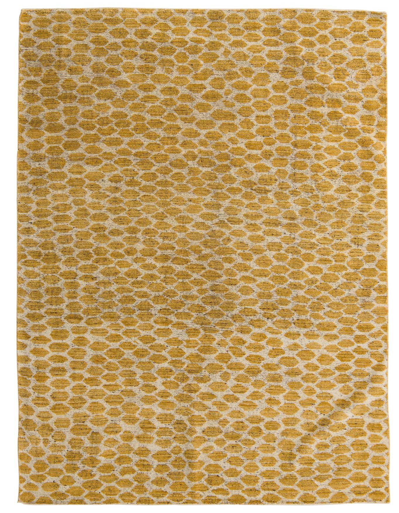 A 6x9 rectangular Darya rug with a modern abstract pattern in yellow and ivory, suitable for a living room.