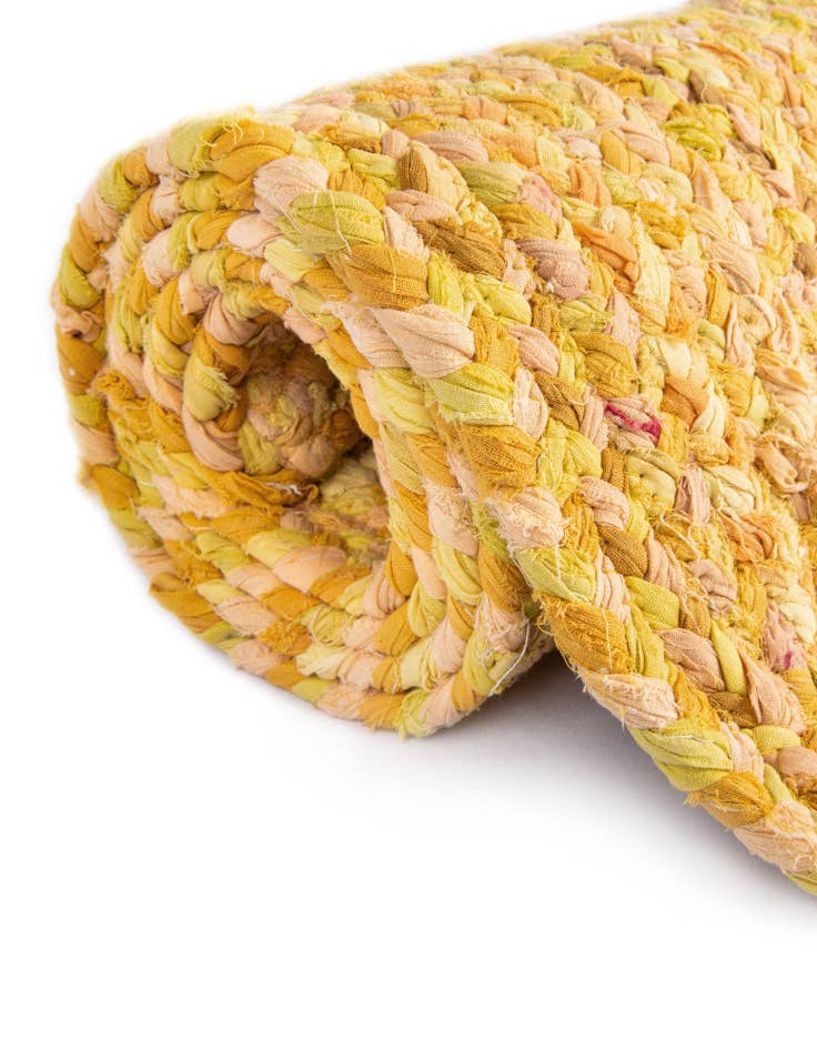 Detail image of  2' 2 x 3' 7  Hand Braided Chindi Hearth Rug