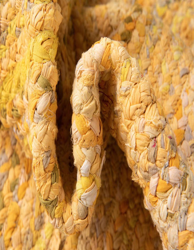 Detail image of  5' 1 x 8'  Hand Braided Chindi Oval Rug