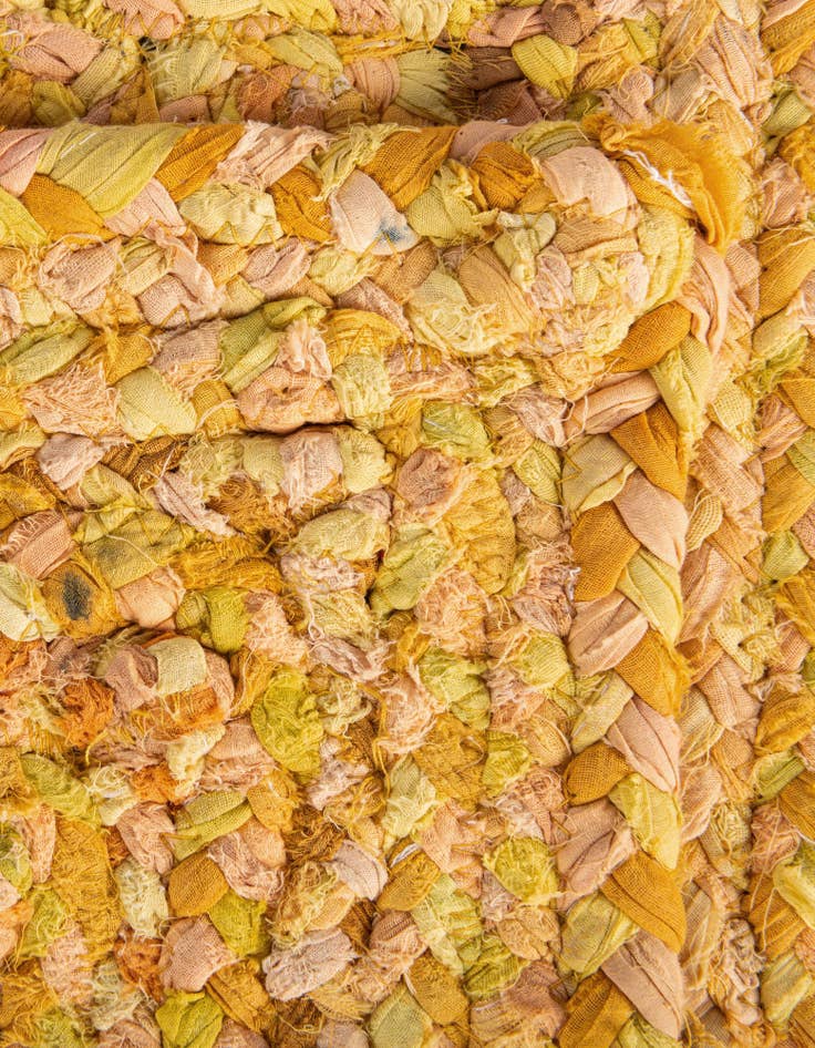 Detail image of  6' 1 x 9'  Hand Braided Chindi Rug