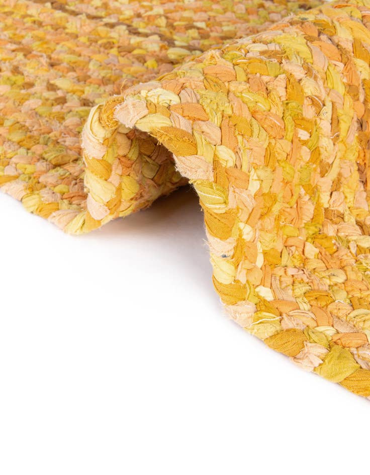 Detail image of  6' 1 x 9'  Hand Braided Chindi Rug