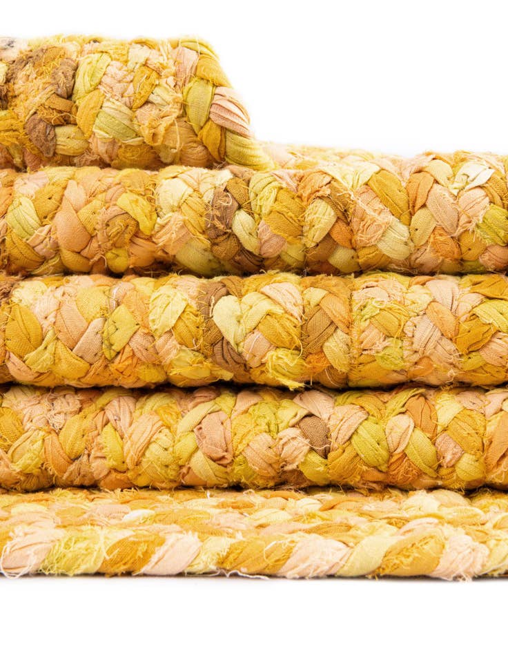 Detail image of  6' 1 x 9'  Hand Braided Chindi Rug