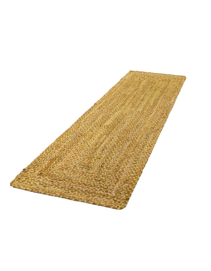 Detail image of  Custom Yellow Orange  Hand Braided Chindi Runner Rug