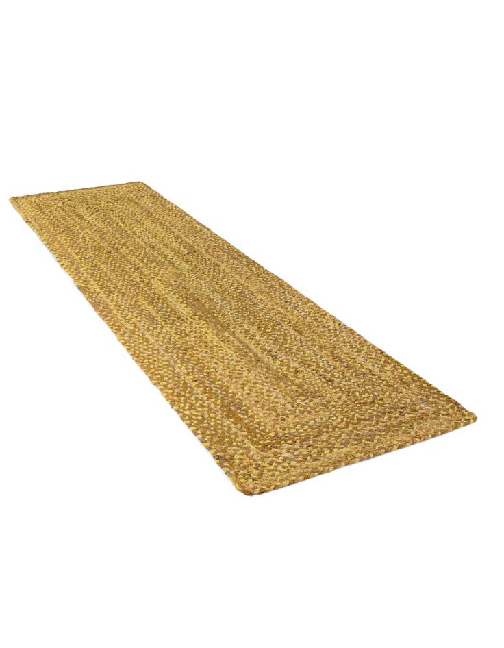 Detail image of  Custom Yellow Orange  Hand Braided Chindi Runner Rug