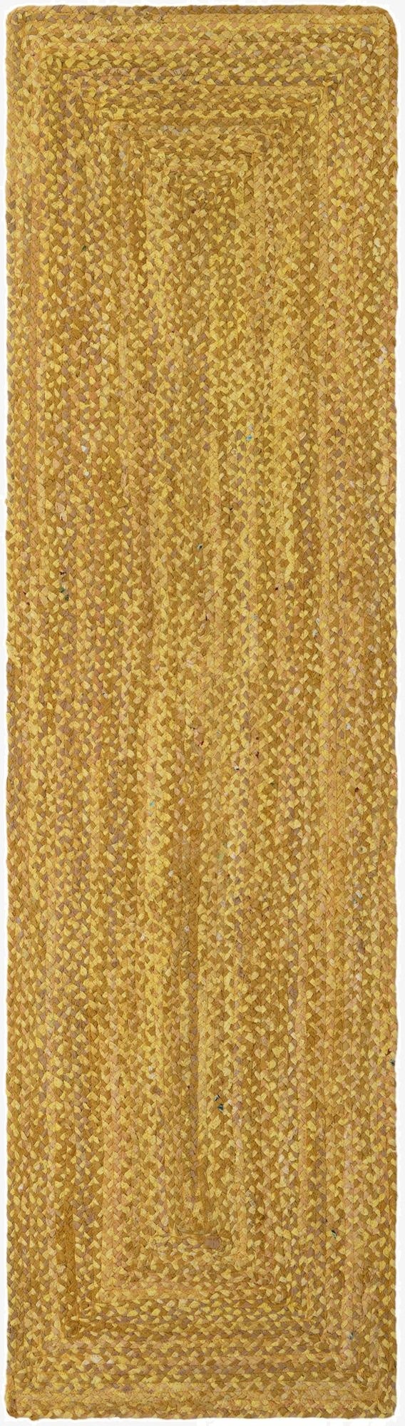  Custom Yellow Orange  Hand Braided Chindi Runner Rug