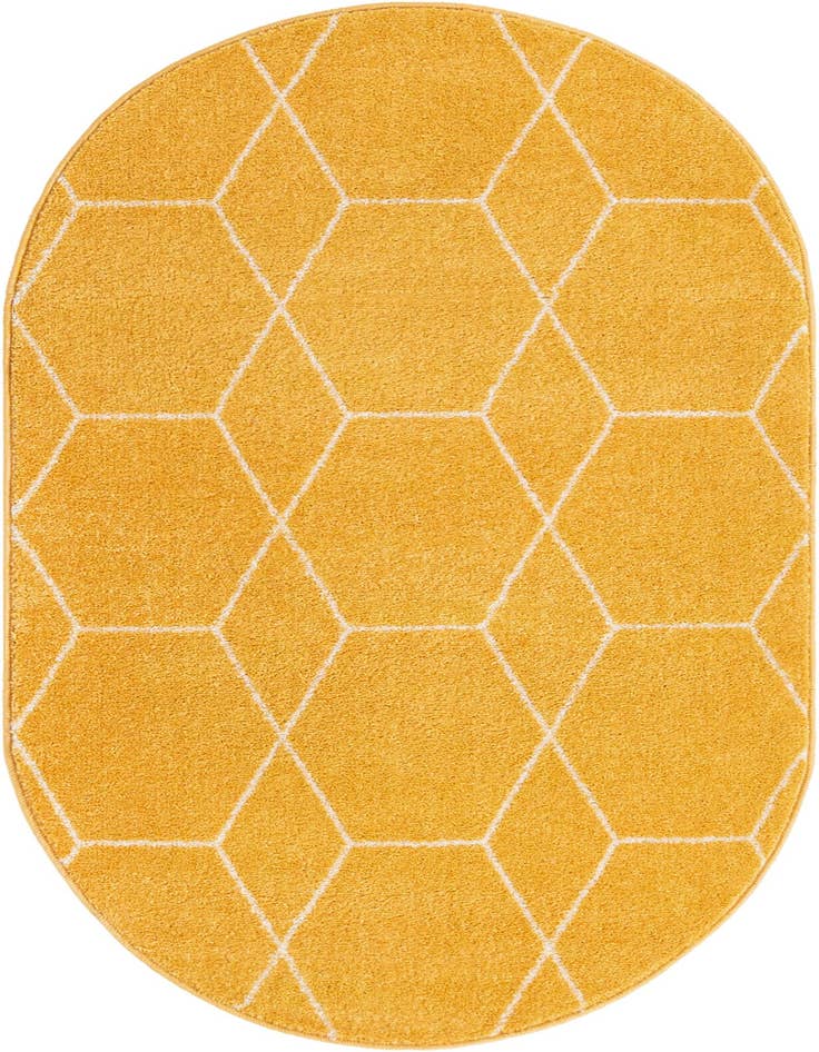 Detail image of  5' 3 x 8' Lattice Frieze Oval Rug
