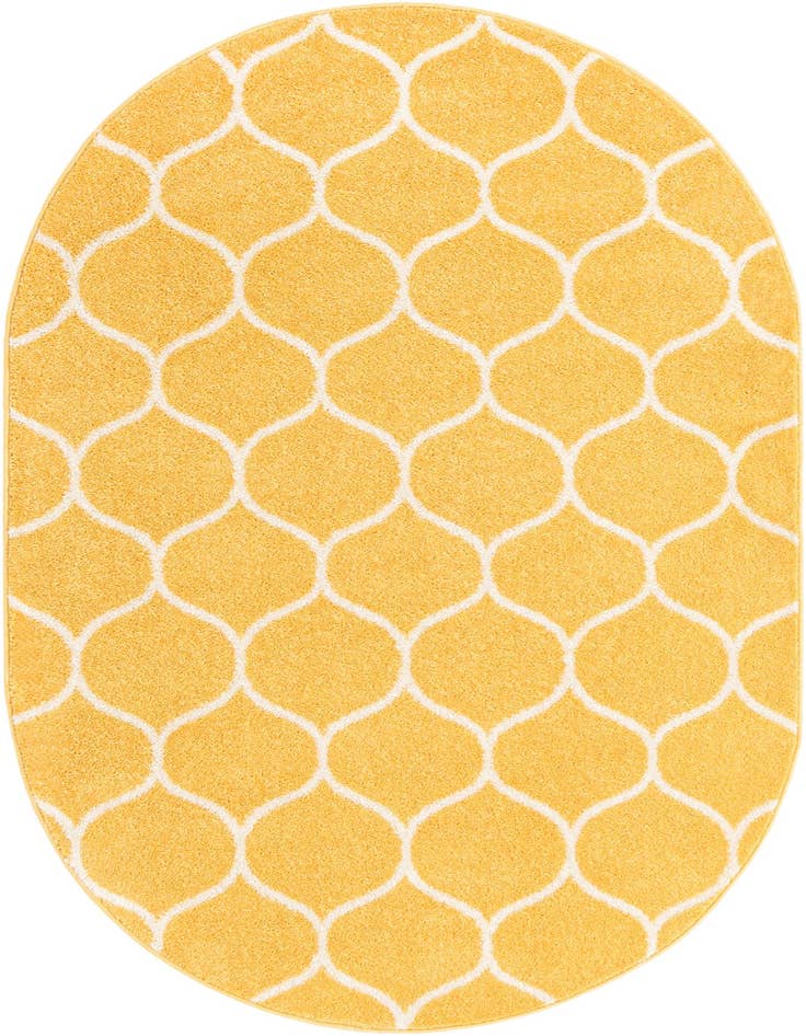 Detail image of  5' 3 x 8' Lattice Frieze Oval Rug