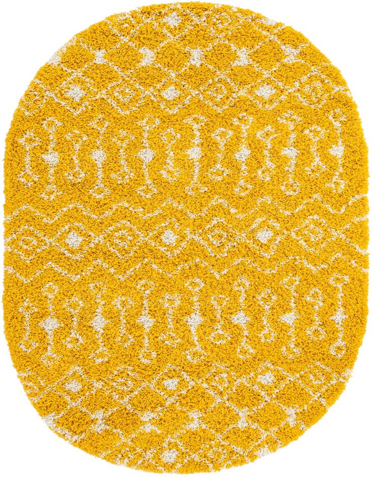 Detail image of  5' 3 x 8' Moroccan Trellis Shag Oval Rug
