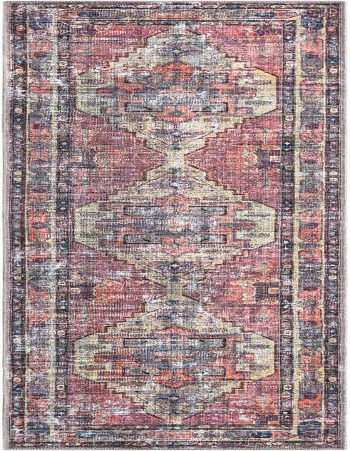 A vintage-style 8 ft runner rug in yellow and pink with a traditional medallion pattern, ideal for hallways.