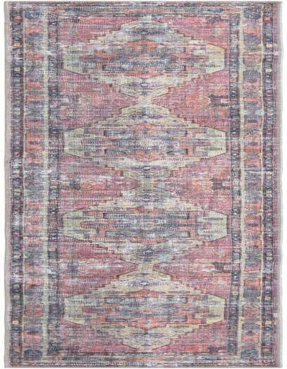 A 10 ft runner rug featuring a faded traditional medallion pattern in yellow, pink, and muted blue tones.