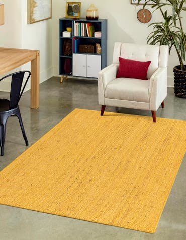  Custom Yellow  Hand Braided Jute Rug