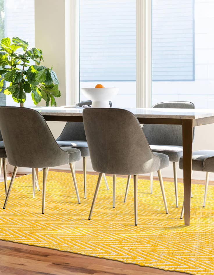 Detail image of  9' x 12'  Hand Woven Chindi Chevron Rug