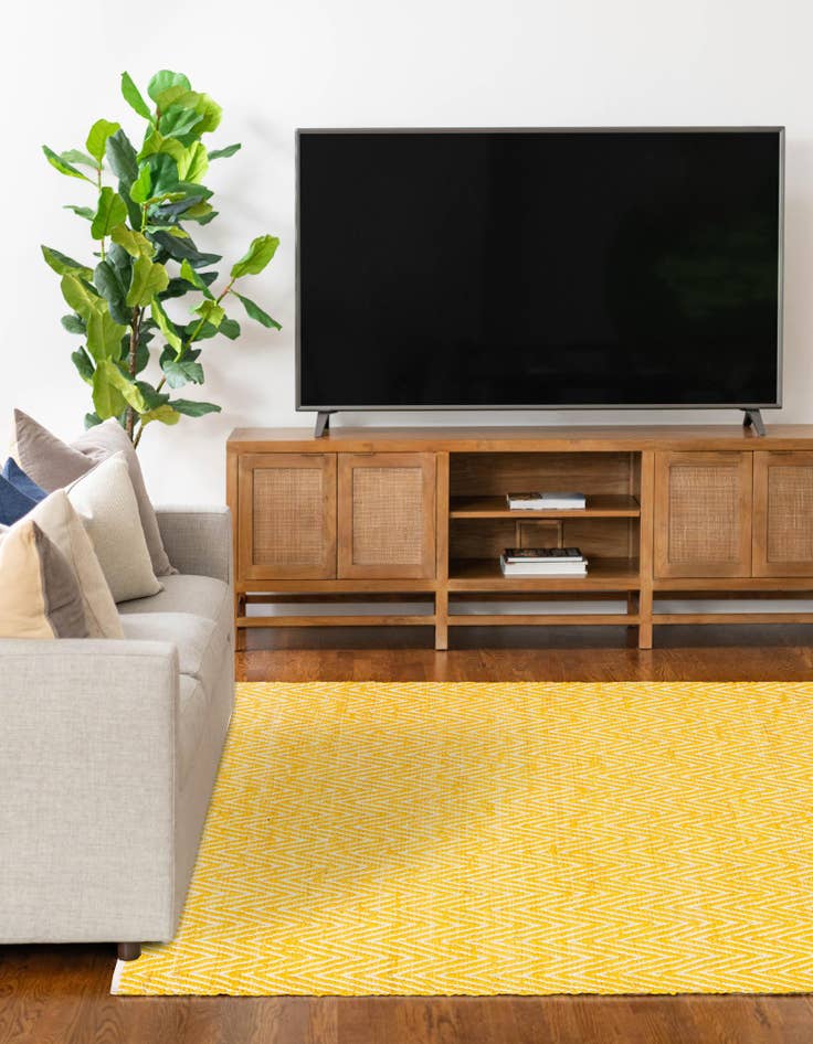 Detail image of  9' x 12'  Hand Woven Chindi Chevron Rug