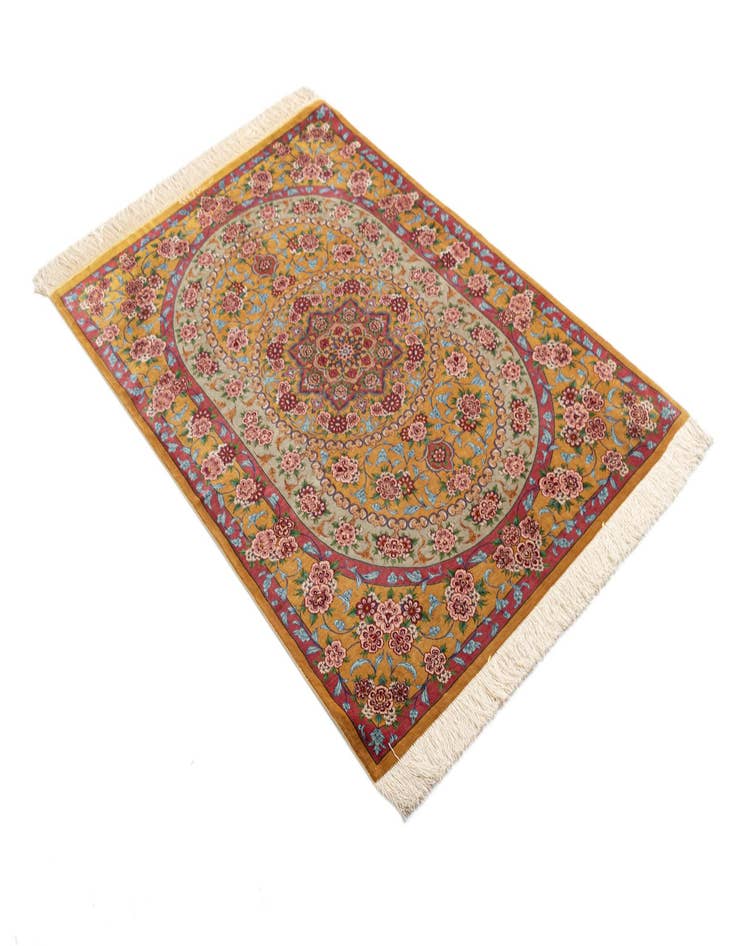 Detail image of  3' 4 x 4' 11 Ghom Silk Rug