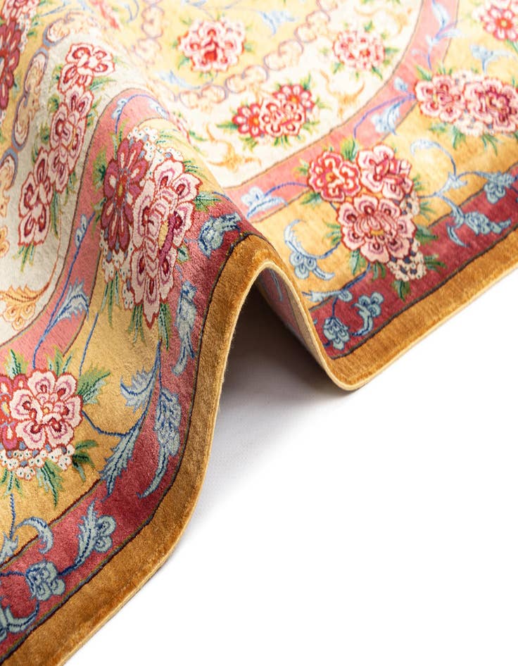 Detail image of  3' 4 x 4' 11 Ghom Silk Rug