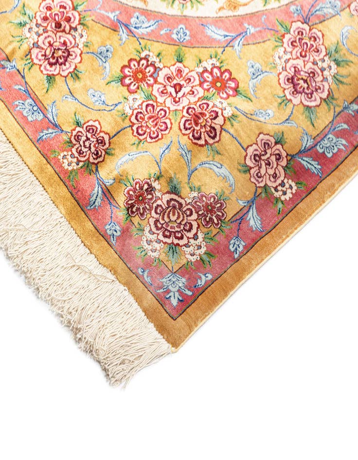 Detail image of  3' 4 x 4' 11 Ghom Silk Rug