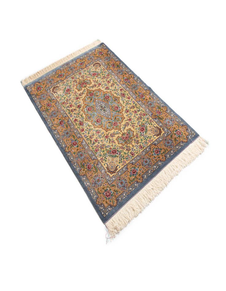 Detail image of  3' 4 x 4' 10 Ghom Silk Rug