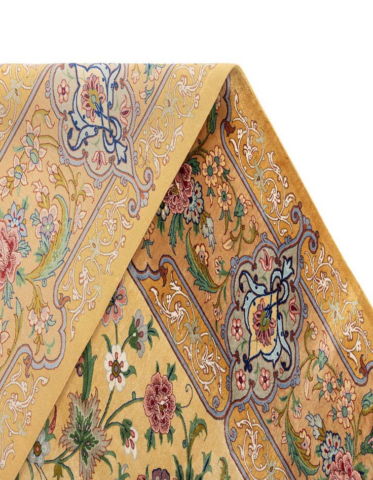 Detail image of  6' 6 x 9' 11 Ghom Silk Rug