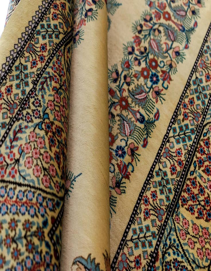 Detail image of  3' 4 x 4' 11 Ghom Silk Rug