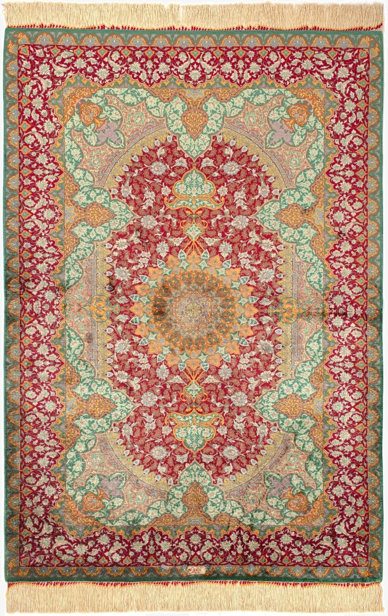  3' 3 x 4' 10 Ghom Silk Rug