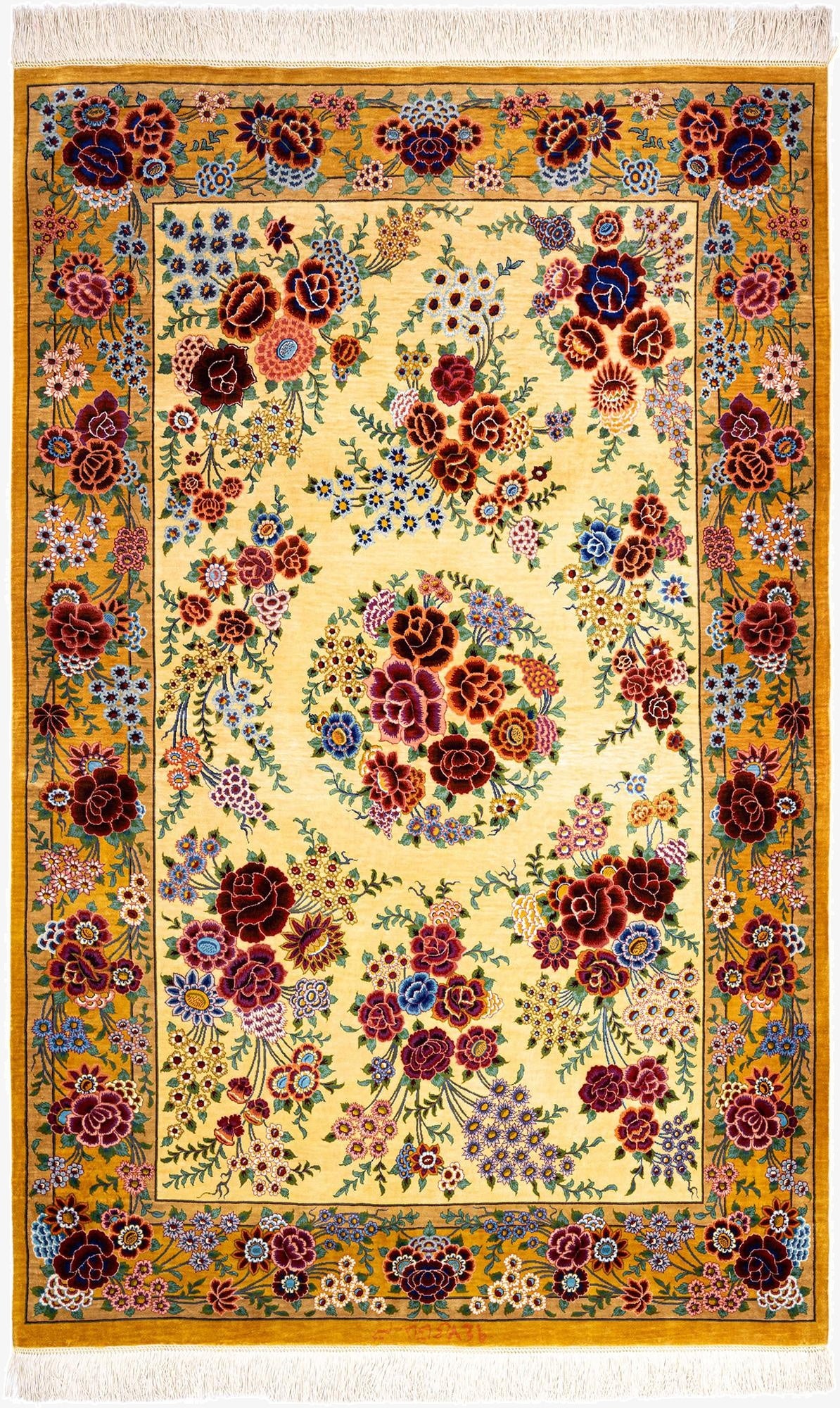  3' 4 x 5' 2 Ghom Silk Rug
