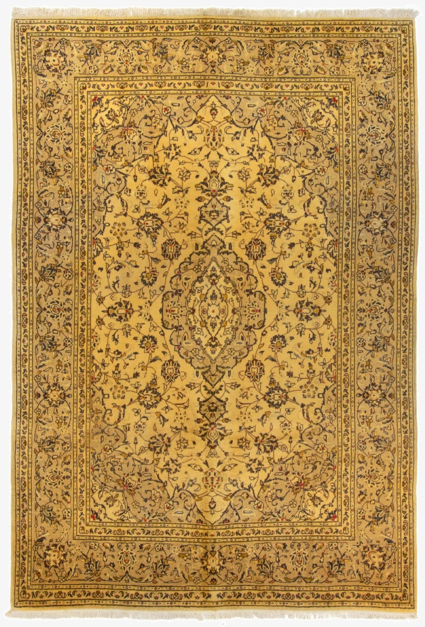  6' 6 x 9' 7  Hand Knotted Kashan Persian Wool Rug