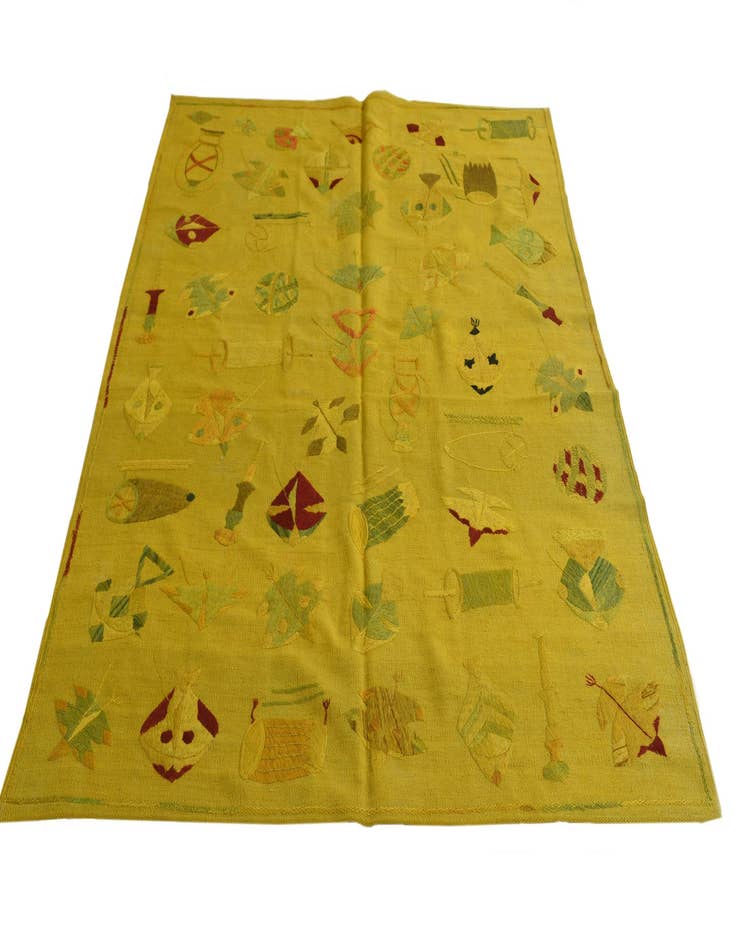 Detail image of  5' x 6' 6  Hand Woven Kilim Suzani Wool Rug