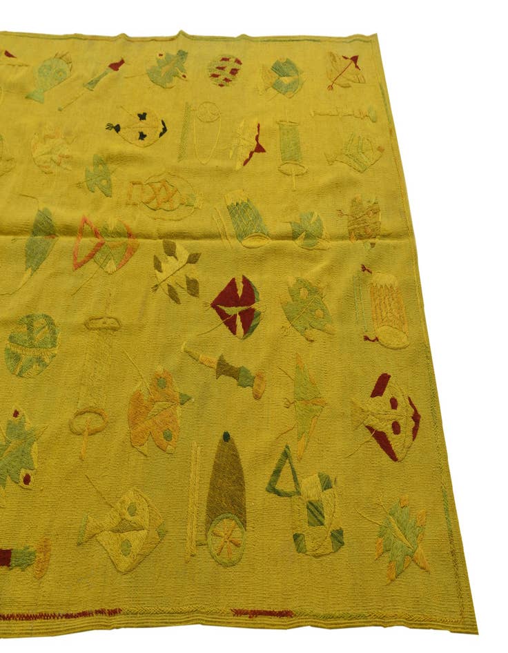 Detail image of  5' x 6' 6  Hand Woven Kilim Suzani Wool Rug