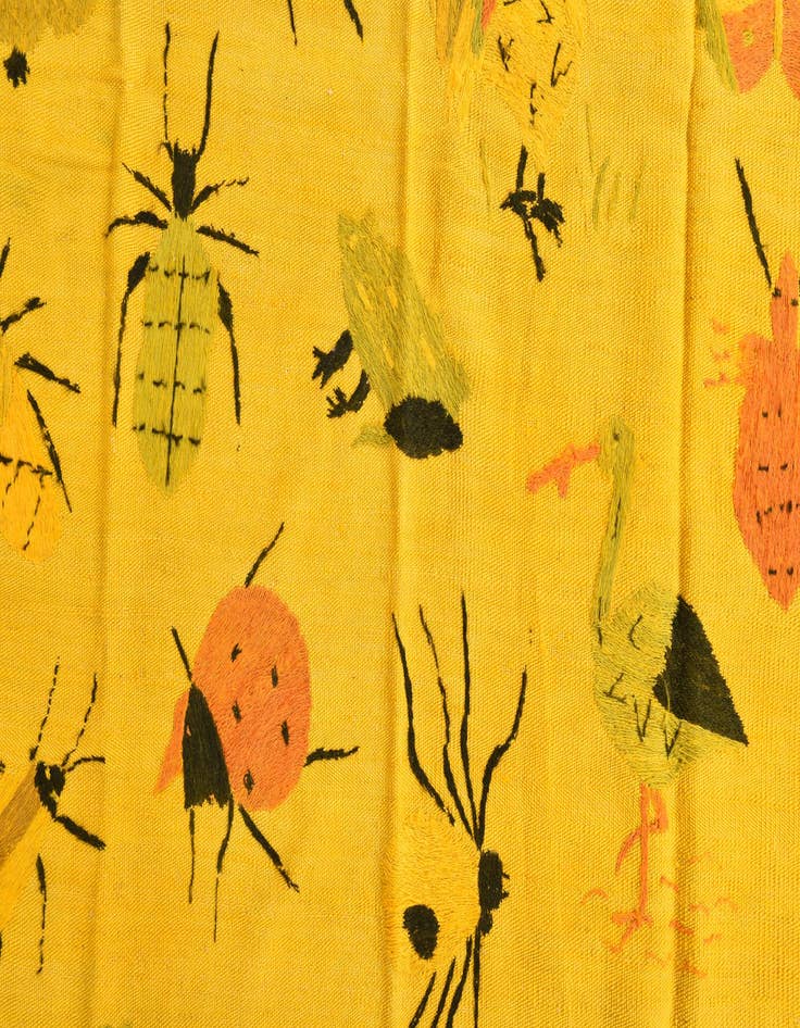 Detail image of  4' 5 x 6'  Hand Woven Kilim Suzani Wool Rug