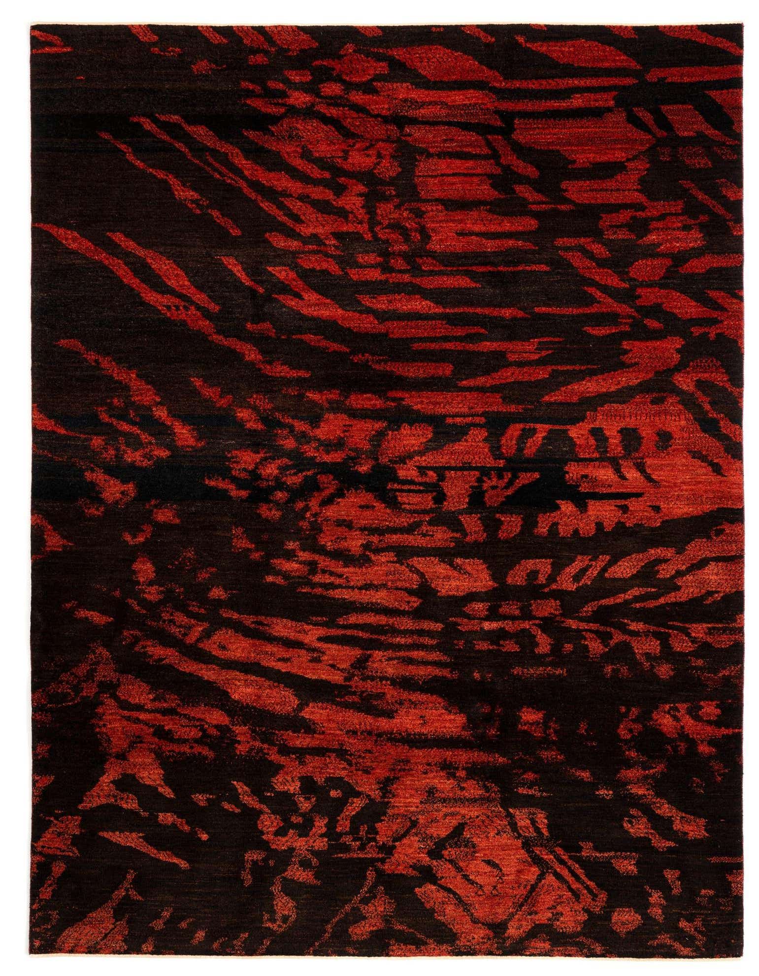 A 7x10 rectangular Luribaft Persian rug in deep yellows and golds with an abstract, organic pattern.