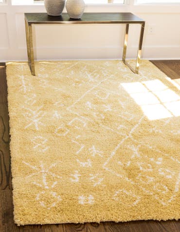  Custom Yellow Moroccan Shag Rug