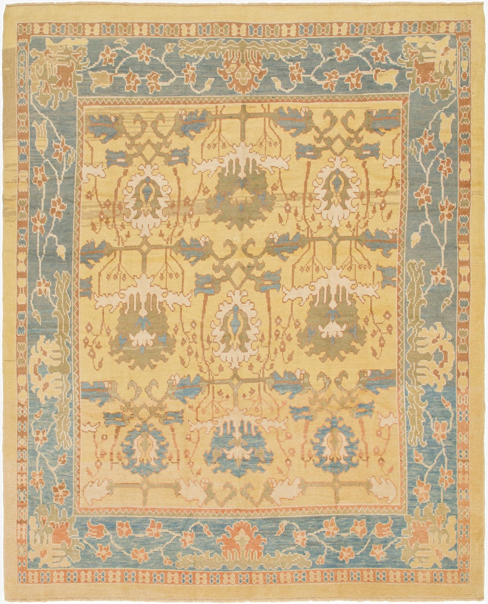  10' 9 x 13' 7  Hand Knotted Oushak Wool Rug
