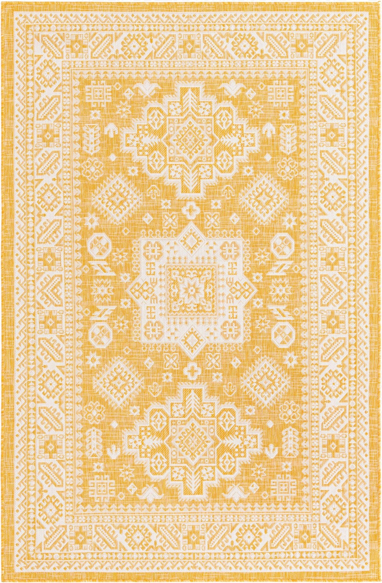  5' 3 x 8'  Washable Aztec Indoor / Outdoor Rug